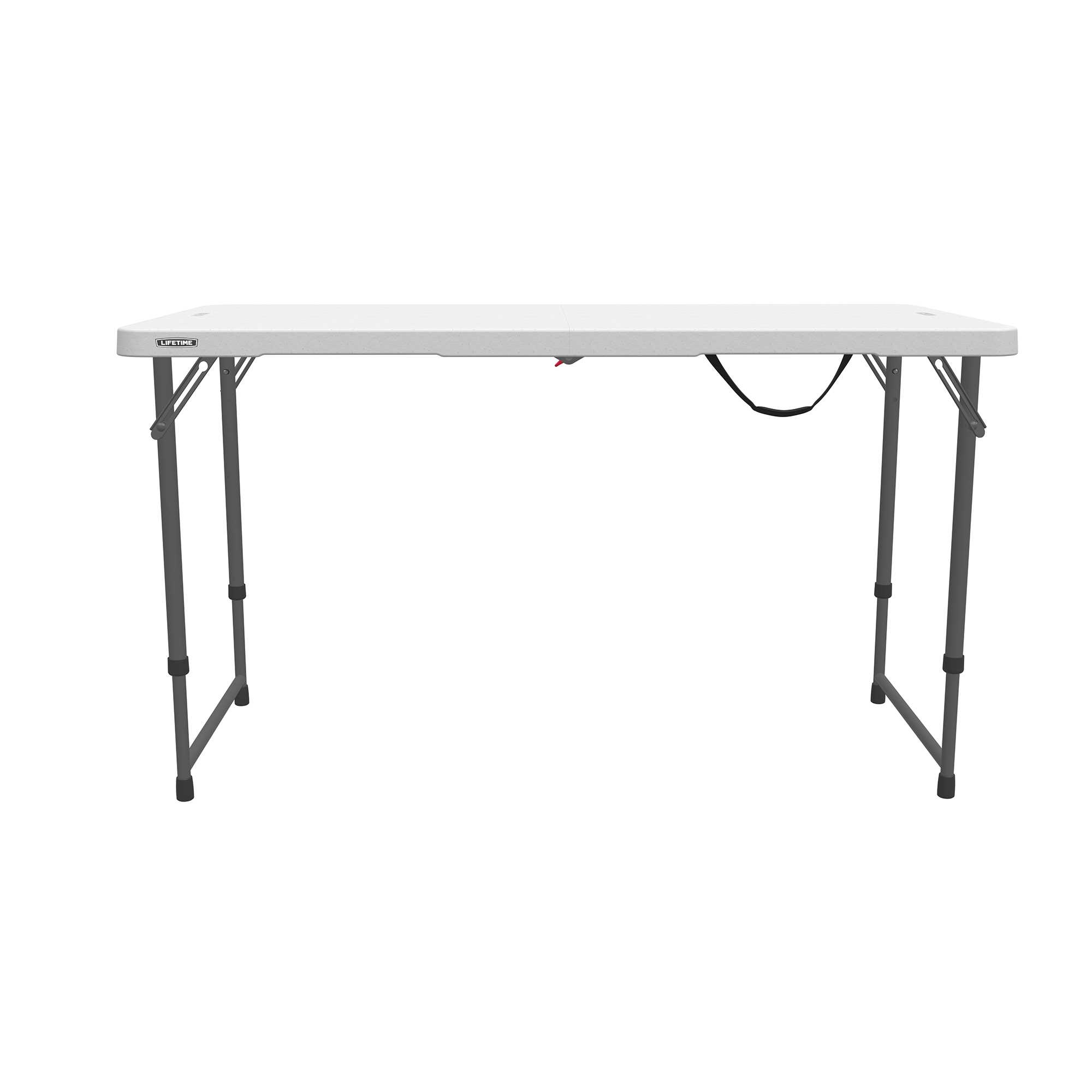 Table pliable en 2 (valise) ajustable rectangulaire (blanc) 122cm