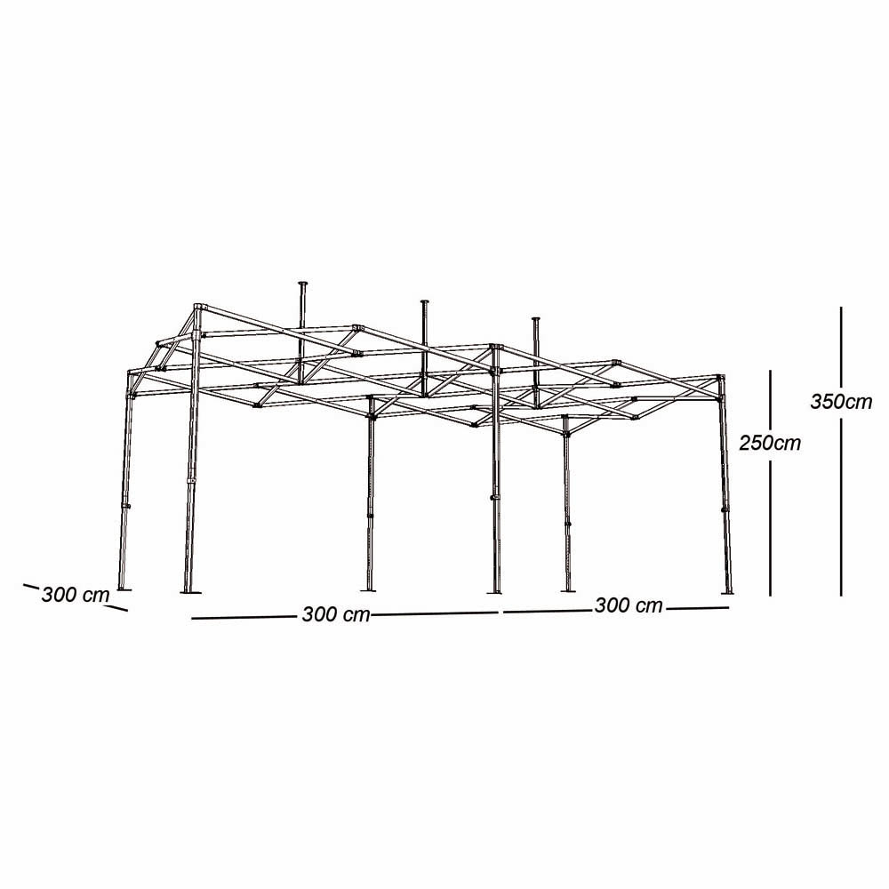 Tente Pliante Professionnelle 3x6m ALU 5Omm toit PVC 520g/m2 Toit